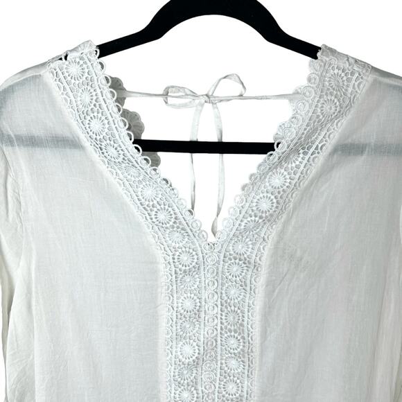 Indigo Thread Co. Mixed Media Angel Sleeve V-Neck Tunic Swim Cover-Up Sz L - Picture 3 of 7